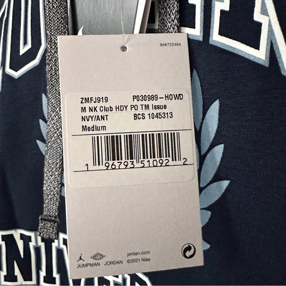 Nike Air Jordan Howard University Player Team Issued M Pullover Hoodie Sweater - Picture 10 of 14
